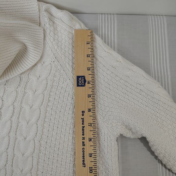 Michael Kors Heavy Cowl Neck Sweater‎ Womens Medium Cream Cable / Waffle Knit - Picture 11 of 15